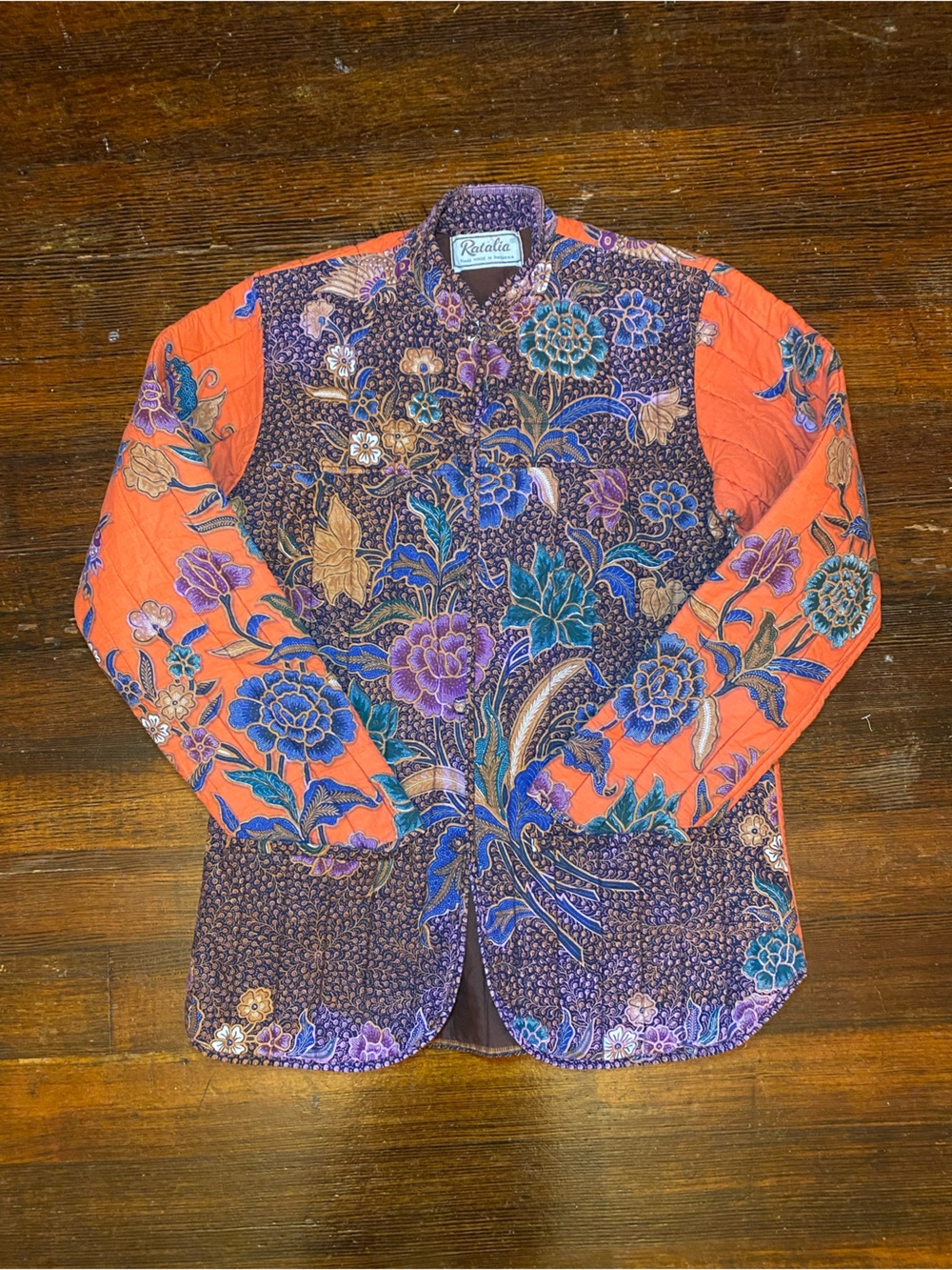 EUC True Vintage Ratalia Quilted Button Front Cotton Floral Blazer
